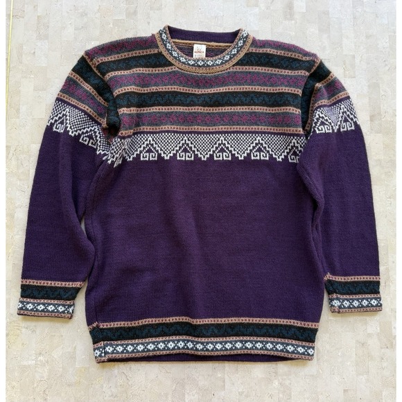 Jahuari Alpaca Sweaters - Jahuari Peruvian 100% Alpaca Fair Isle Purple Sweater Peru Outdoor Size M?